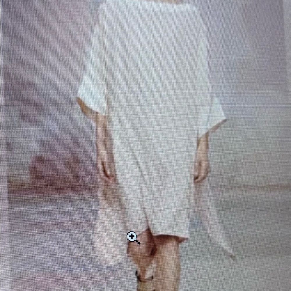 Cream Asymmetrical Ribbed Dress with Dolman Sleeves